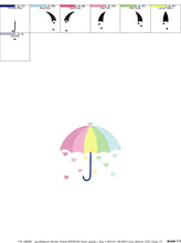 Laden Sie das Bild in den Galerie-Viewer, Umbrella with hearts embroidery designs - Umbrella embroidery design machine embroidery pattern - baby girl embroidery file hearts rain
