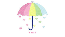 Cargar imagen en el visor de la galería, Umbrella with hearts embroidery designs - Umbrella embroidery design machine embroidery pattern - baby girl embroidery file hearts rain
