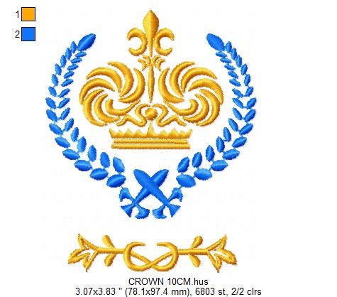 Crown embroidery designs - Laurel Wreath with Crown embroidery design machine embroidery pattern - baby boy embroidery file pes jef vip vp3 Marcia Embroidery