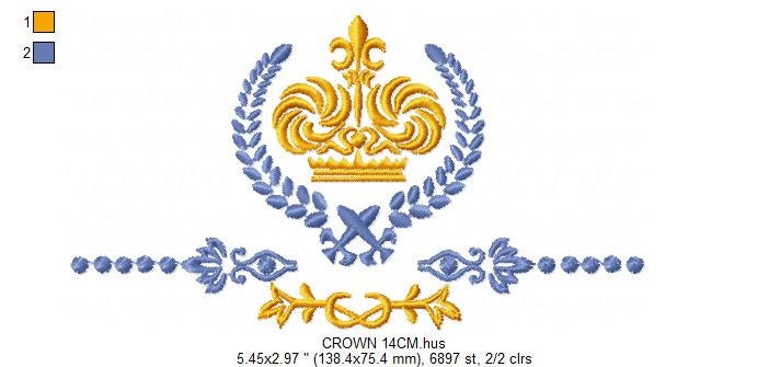 Crown embroidery designs - Laurel Wreath with Crown embroidery design machine embroidery pattern - baby boy embroidery file pes jef vip vp3 Marcia Embroidery