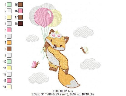 Fox embroidery designs - Hot air balloon embroidery design machine embroidery pattern - Animal embroidery file - woodland animals download Marcia Embroidery