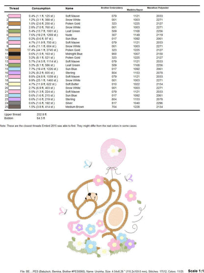 Birthday Bear embroidery designs - Bear embroidery design machine embroidery pattern - Bear applique design - baby girl embroidery pes jef Marcia Embroidery