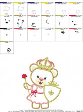 Carica l&#39;immagine nel visualizzatore di Gallery, Bear embroidery designs - Queen embroidery design machine embroidery pattern - Princess embroidery file - digital download bear crown
