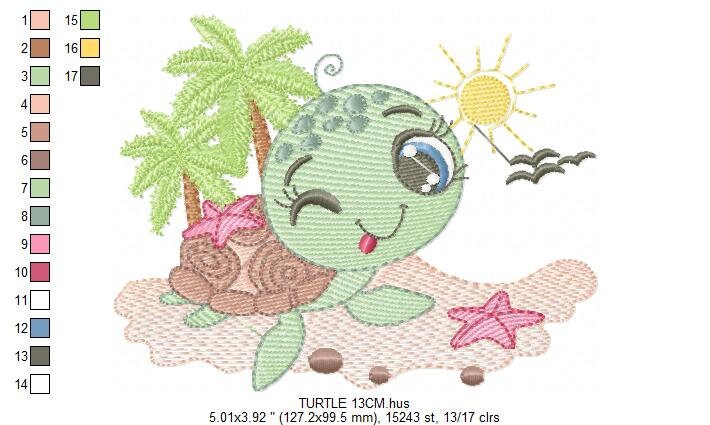 Turtle embroidery design - Ocean animal embroidery designs machine embroidery pattern - Baby boy embroidery - Beach embroidery download