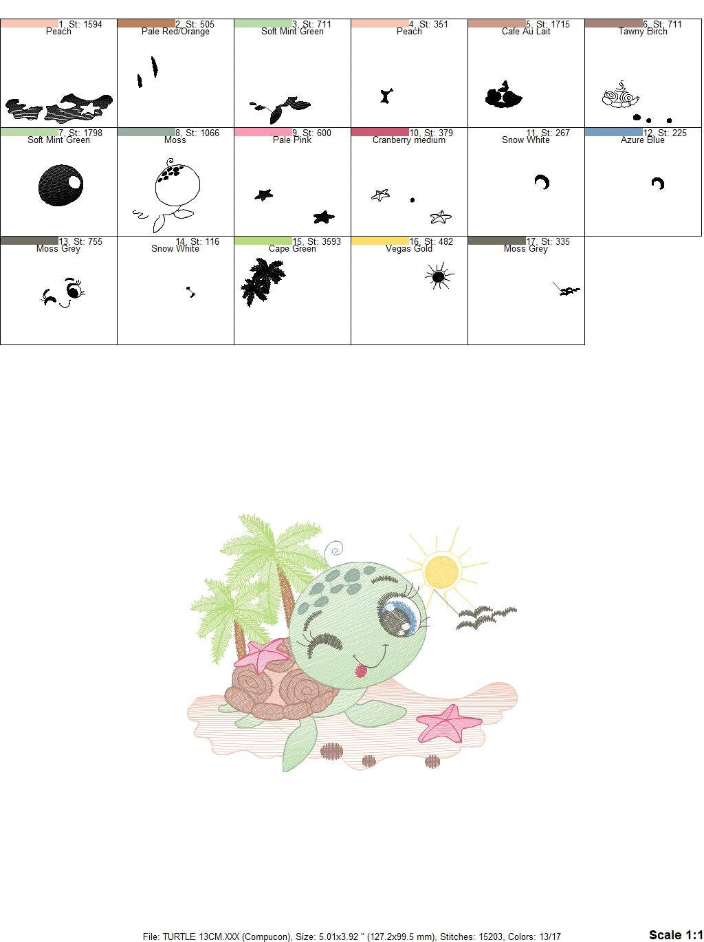 Turtle embroidery design - Ocean animal embroidery designs machine embroidery pattern - Baby boy embroidery - Beach embroidery download