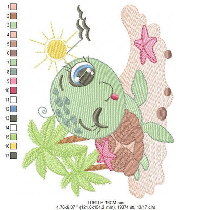 Turtle embroidery design - Ocean animal embroidery designs machine embroidery pattern - Baby boy embroidery - Beach embroidery download