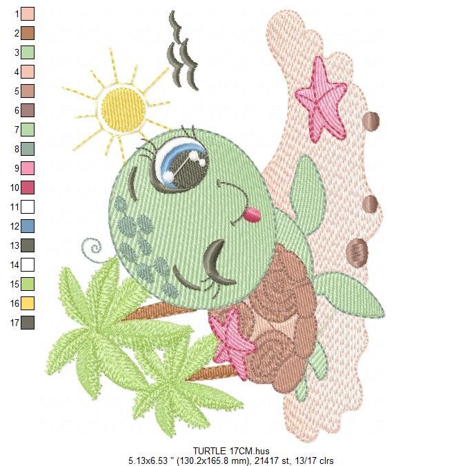 Turtle embroidery design - Ocean animal embroidery designs machine embroidery pattern - Baby boy embroidery - Beach embroidery download