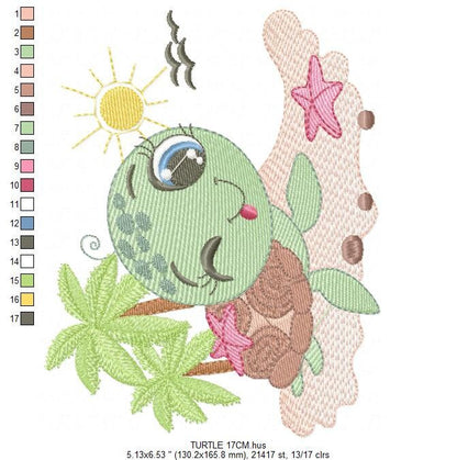 Turtle embroidery design - Ocean animal embroidery designs machine embroidery pattern - Baby boy embroidery - Beach embroidery download