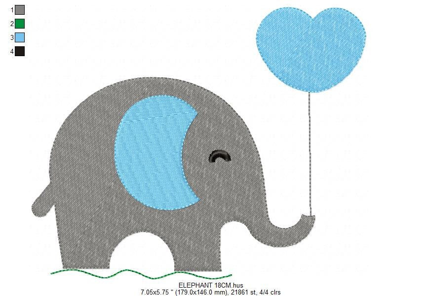 Elephant embroidery designs - Animal embroidery design machine embroidery pattern - Baby boy embroidery file - girl kid embroidery download