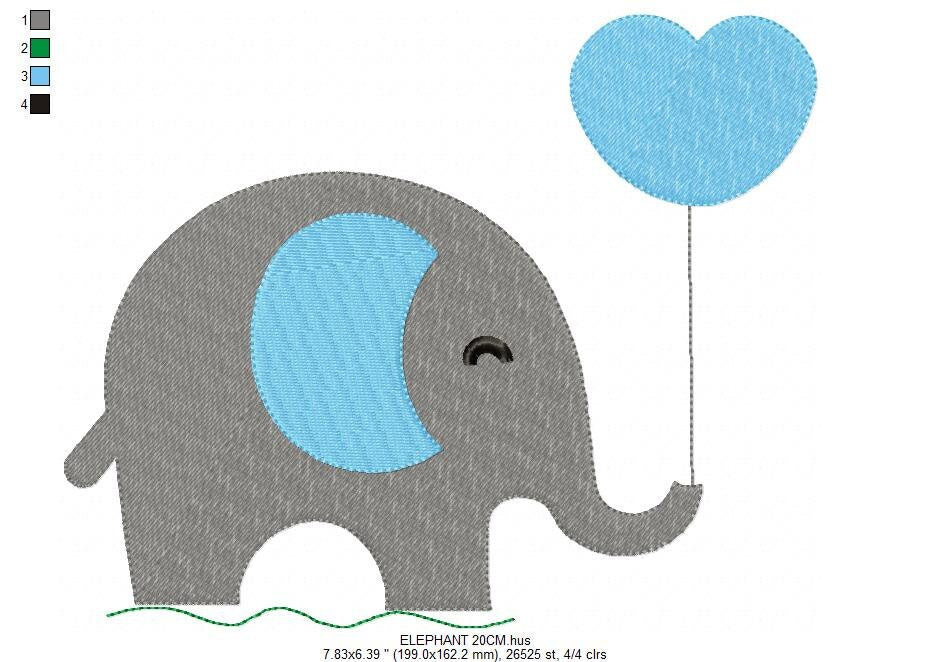Elephant embroidery designs - Animal embroidery design machine embroidery pattern - Baby boy embroidery file - girl kid embroidery download