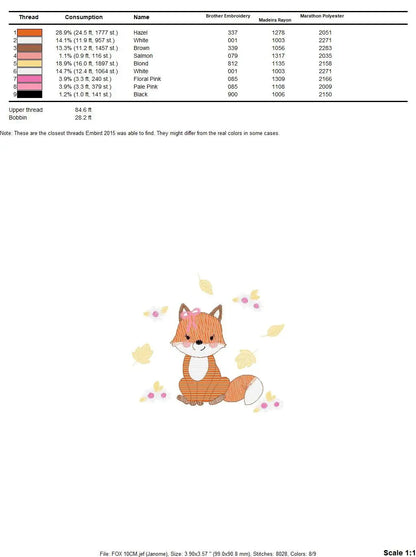 Fox embroidery designs - Red Fox embroidery design machine embroidery pattern - Animal embroidery file - Baby girl autumn design pes jef vp3 Marcia Embroidery