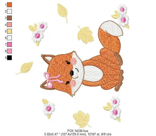Fox embroidery designs - Red Fox embroidery design machine embroidery pattern - Animal embroidery file - Baby girl autumn design pes jef vp3 Marcia Embroidery