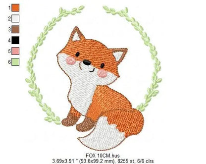 Fox embroidery designs - Red Fox embroidery design machine embroidery pattern - Animal embroidery file - Baby boy design pes jef vp3 frame Marcia Embroidery