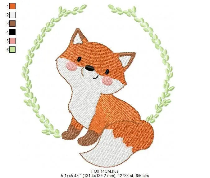 Fox embroidery designs - Red Fox embroidery design machine embroidery pattern - Animal embroidery file - Baby boy design pes jef vp3 frame Marcia Embroidery