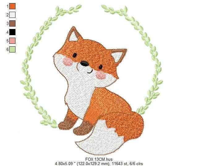 Fox embroidery designs - Red Fox embroidery design machine embroidery pattern - Animal embroidery file - Baby boy design pes jef vp3 frame Marcia Embroidery