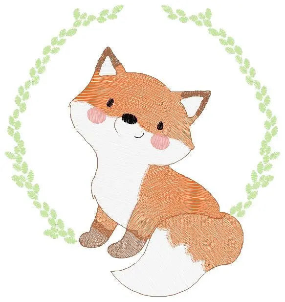 Fox embroidery designs - Red Fox embroidery design machine embroidery pattern - Animal embroidery file - Baby boy design pes jef vp3 frame Marcia Embroidery
