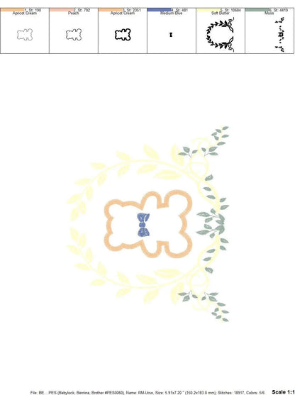 Bear embroidery designs - Laurel embroidery design machine embroidery pattern - wreath king bear applique design - baby boy embroidery file Marcia Embroidery