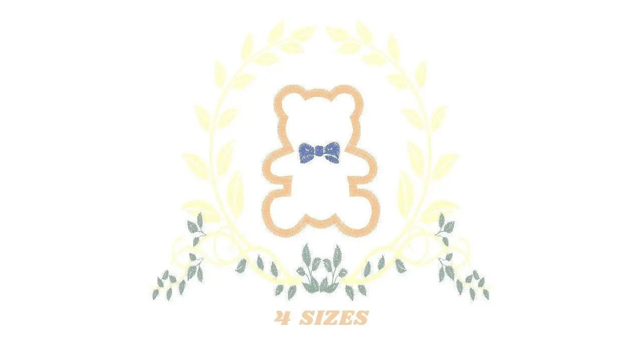 Bear embroidery designs - Laurel embroidery design machine embroidery pattern - wreath king bear applique design - baby boy embroidery file Marcia Embroidery