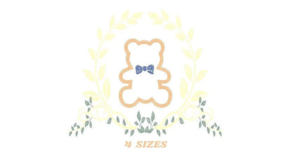 Bear embroidery designs - Laurel embroidery design machine embroidery pattern - wreath king bear applique design - baby boy embroidery file Marcia Embroidery
