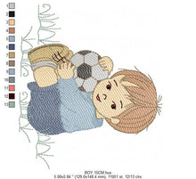 Carica l&#39;immagine nel visualizzatore di Gallery, Baby boy embroidery designs - Soccer embroidery design machine embroidery file - Boy with ball embroidery - Soccer player instant download
