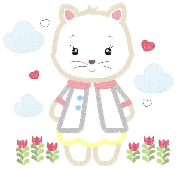 Cat embroidery design - Animal embroidery designs machine embroidery pattern - Kitty embroidery file - baby girl embroidery cat applique pes Marcia Embroidery