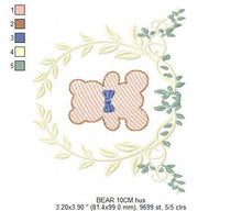 Carica l&#39;immagine nel visualizzatore di Gallery, Bear embroidery designs - Laurel embroidery design machine embroidery pattern - laurel wreath embroidery file - bear baby boy embroidery
