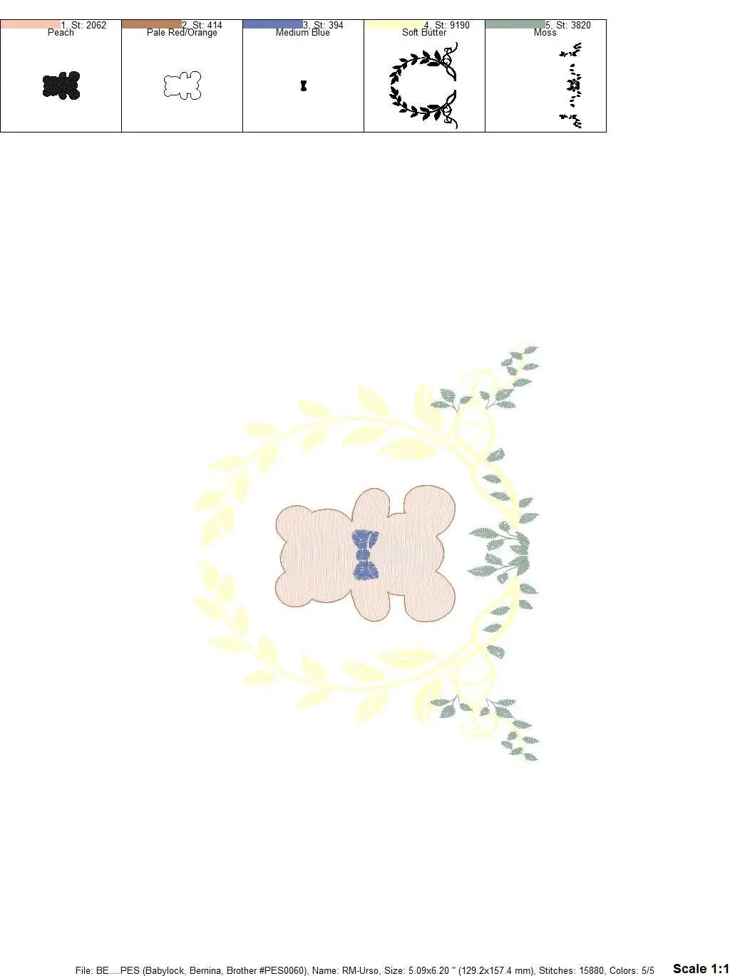Bear embroidery designs - Laurel embroidery design machine embroidery pattern - laurel wreath embroidery file - bear baby boy embroidery Marcia Embroidery
