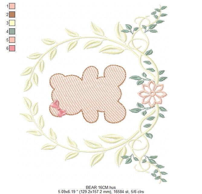Bear embroidery designs - Laurel embroidery design machine embroidery pattern - laurel wreath embroidery file - bear baby boy embroidery - Marcia Embroidery