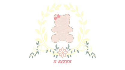 Bear embroidery designs - Laurel embroidery design machine embroidery pattern - laurel wreath embroidery file - bear baby boy embroidery - Marcia Embroidery