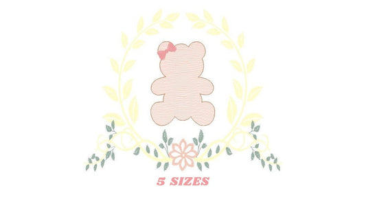 Bear embroidery designs - Laurel embroidery design machine embroidery pattern - laurel wreath embroidery file - bear baby boy embroidery - Marcia Embroidery