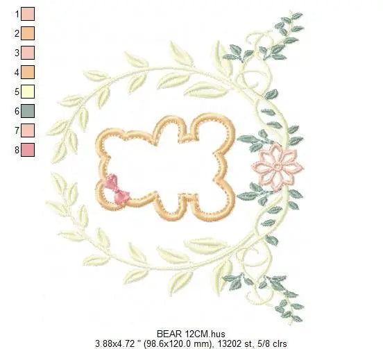 Bear embroidery designs - Laurel embroidery design machine embroidery pattern - wreath king bear applique design - baby boy embroidery file Marcia Embroidery