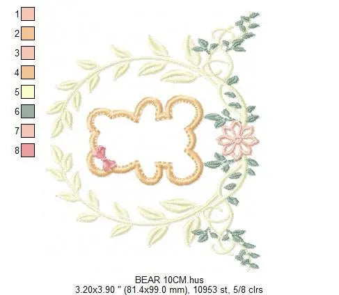 Bear embroidery designs - Laurel embroidery design machine embroidery pattern - wreath king bear applique design - baby boy embroidery file Marcia Embroidery