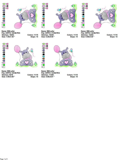 Hippo embroidery designs - Safari embroidery design machine embroidery pattern - Animal embroidery file - baby girl embroidery pes download