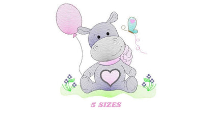 Hippo embroidery designs - Safari embroidery design machine embroidery pattern - Animal embroidery file - baby girl embroidery pes download