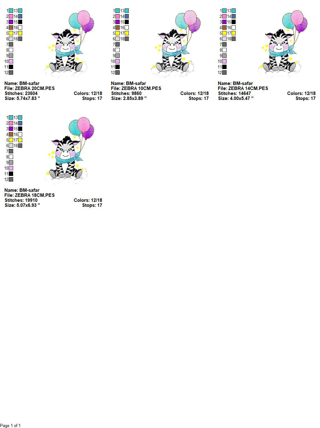 Zebra embroidery design - Animal embroidery designs machine embroidery pattern - Baby boy embroidery - Zebra with balloons embroidery file