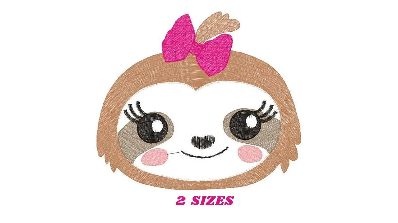 Sloth embroidery designs - Baby girl embroidery design machine embroidery pattern - Sloth with lace embroidery file - digital download pes Marcia Embroidery