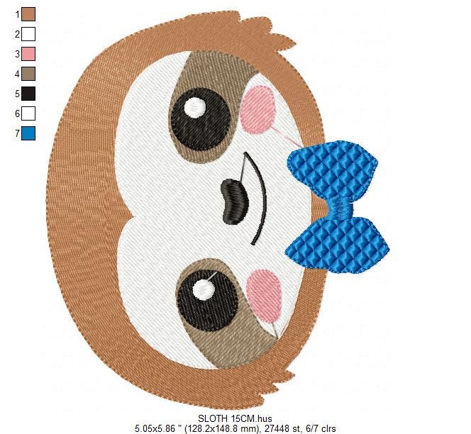 Sloth embroidery designs - Baby boy embroidery design machine embroidery pattern - Sloth with tie embroidery file - digital download pes Marcia Embroidery