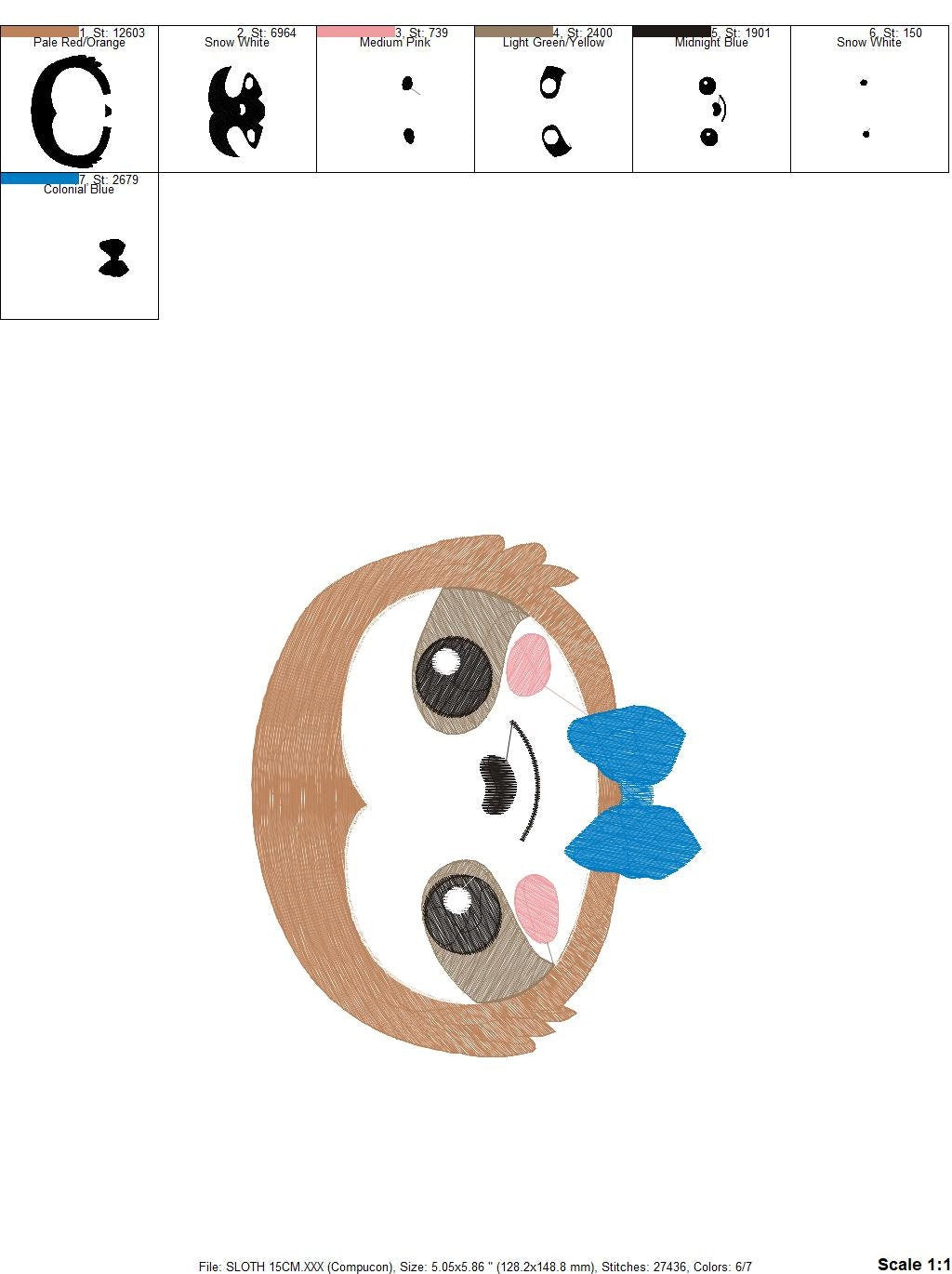 Sloth embroidery designs - Baby boy embroidery design machine embroidery pattern - Sloth with tie embroidery file - digital download pes Marcia Embroidery