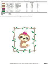 Cargar imagen en el visor de la galería, Sloth embroidery designs - Baby girl embroidery design machine embroidery pattern - Sloth with frame embroidery file - digital download pes
