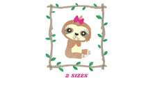 Carica l&#39;immagine nel visualizzatore di Gallery, Sloth embroidery designs - Baby girl embroidery design machine embroidery pattern - Sloth with frame embroidery file - digital download pes
