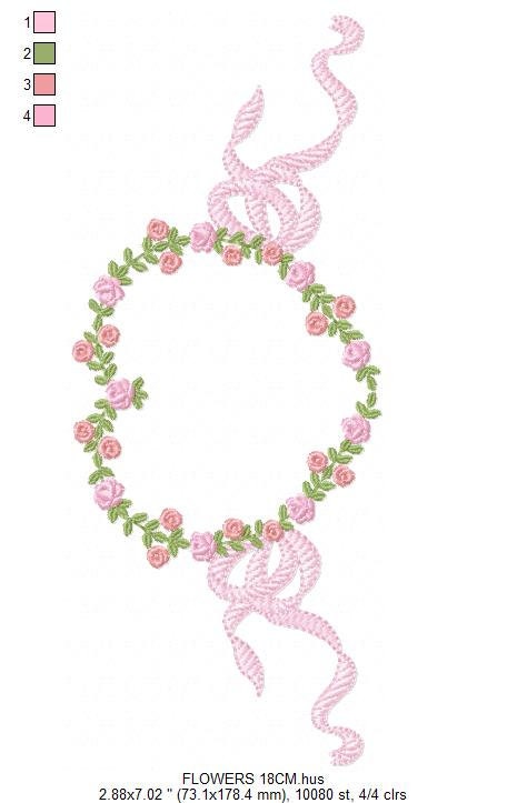Heart frame with lace embroidery designs - Roses embroidery design machine embroidery pattern - Entwined roses file - instant download pes