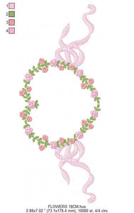 Heart frame with lace embroidery designs - Roses embroidery design machine embroidery pattern - Entwined roses file - instant download pes