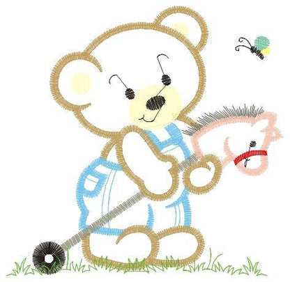 Bear embroidery designs - Teddy embroidery design machine embroidery pattern - Boy embroidery file - instant download bear with Toy horse Marcia Embroidery