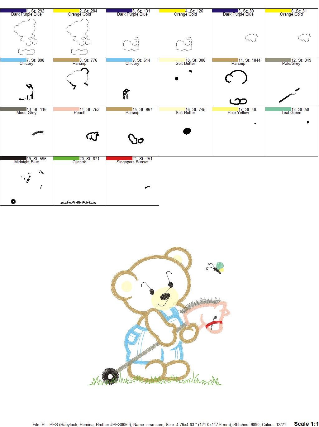 Bear embroidery designs - Teddy embroidery design machine embroidery pattern - Boy embroidery file - instant download bear with Toy horse Marcia Embroidery