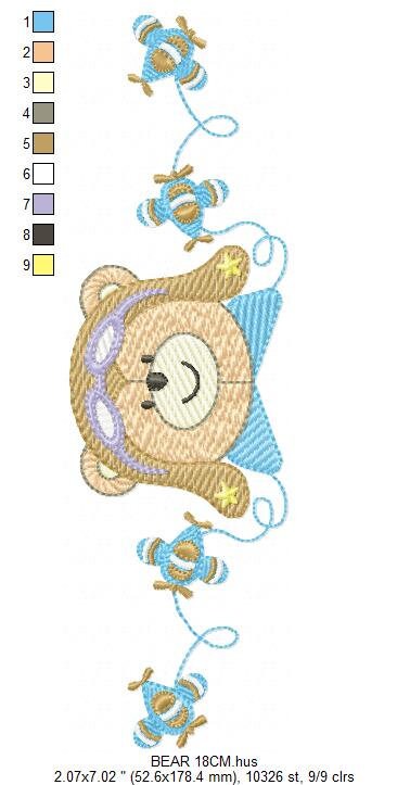 Bear embroidery designs - Plane embroidery design machine embroidery pattern - Teddy bear embroidery file - Bear Pilot Bear boy embroidery Marcia Embroidery