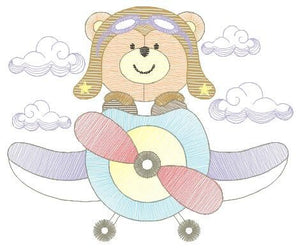 Bear embroidery designs - Plane embroidery design machine embroidery pattern - Teddy bear embroidery file - Bear Pilot Bear boy embroidery