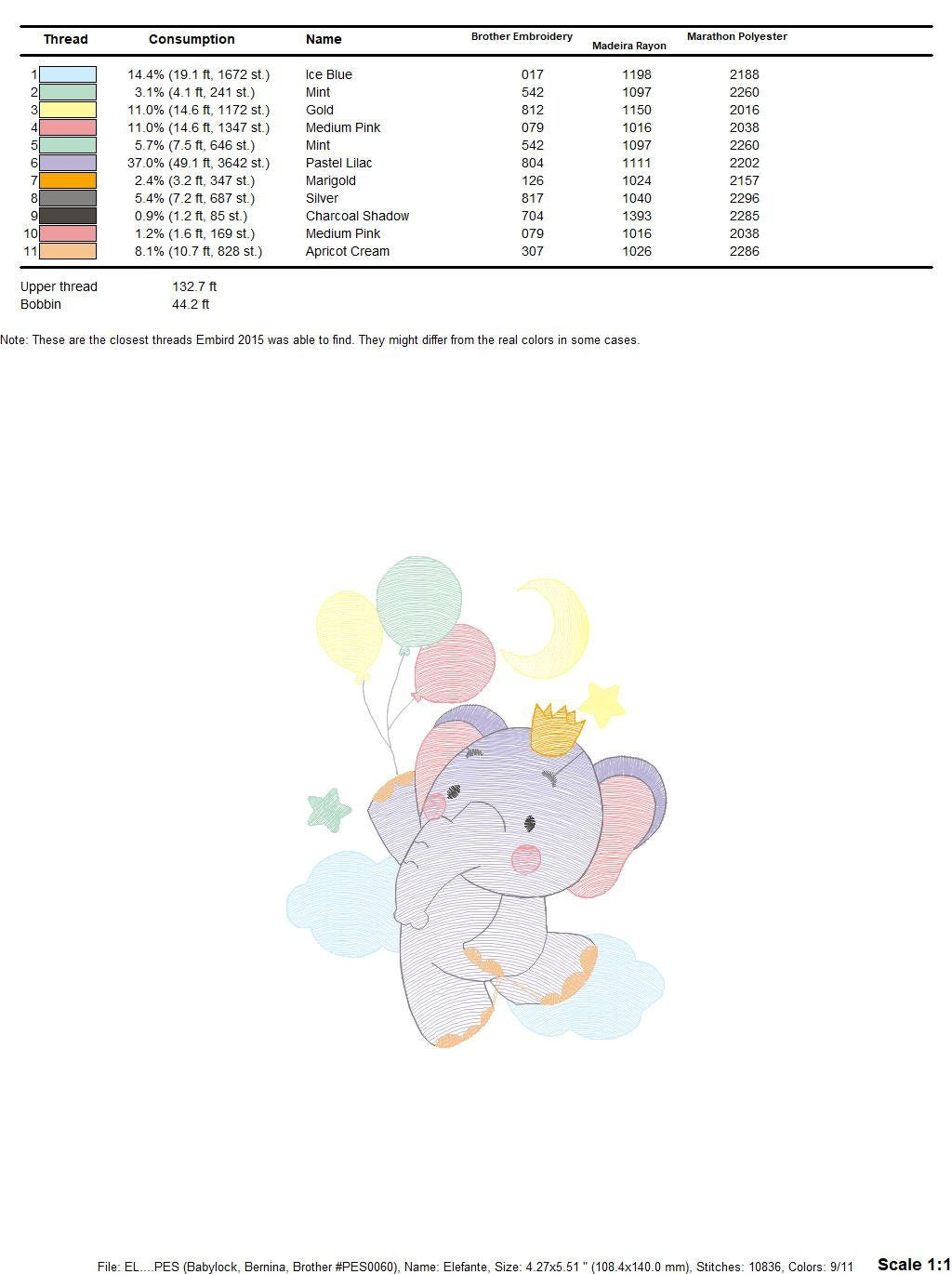 Elephant embroidery designs - Hot air balloon embroidery design machine embroidery pattern - Safari embroidery file - Elephant with balloons Marcia Embroidery