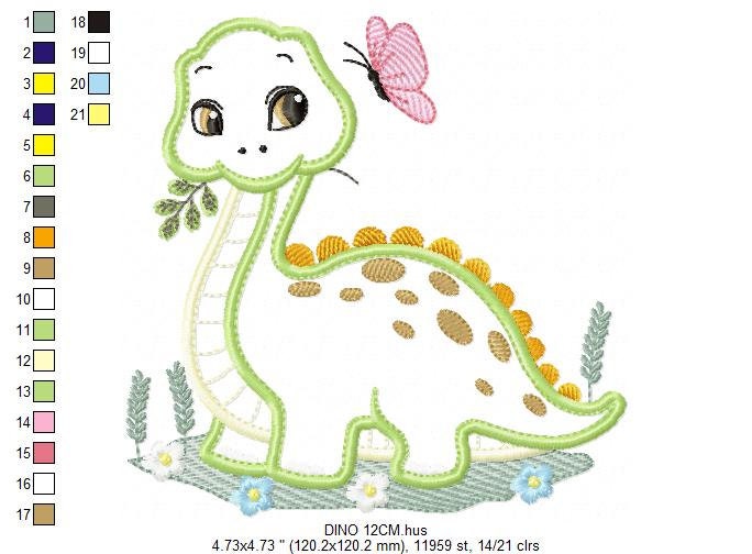 Dinosaur embroidery designs - Dino embroidery design machine embroidery pattern - baby boy embroidery file - Dinosaur Applique Brontossaurus