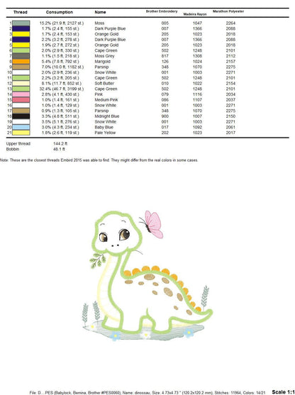 Dinosaur embroidery designs - Dino embroidery design machine embroidery pattern - baby boy embroidery file - Dinosaur Applique Brontossaurus