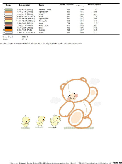 Teddy Bear embroidery designs - Baby girl embroidery design machine embroidery pattern - Bear with bird embroidery file - instant download - Marcia Embroidery